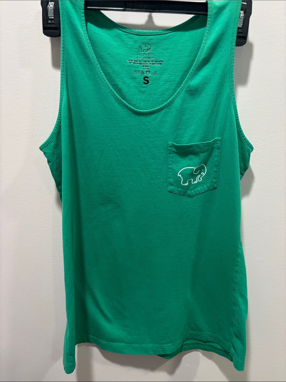 Ivory Ella Green Elephant Pocket Tank Top